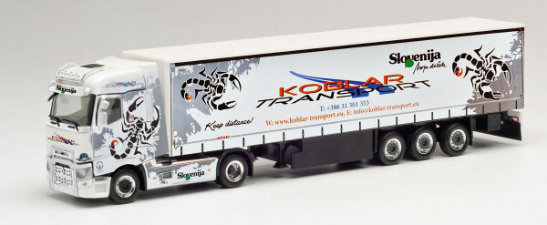 Herpa 312073 - Renault T Gardinenplanen-Sattelzug "Koblar Transport Slovenia" - 1:87