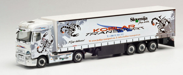 Herpa 312073 - Renault T Gardinenplanen-Sattelzug &quot;Koblar Transport Slovenia&quot; - 1:87