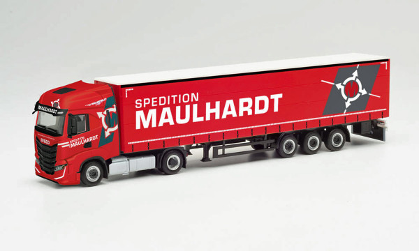 Herpa 313506 - Iveco S-Way Gardinenplanen-Sattelzug &quot;Spedition Maulhardt“ - 1:87