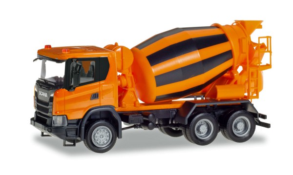 Herpa 309783 - Scania CG 17 6x6 Betonmischer-LKW, kommunalorange - 1:87