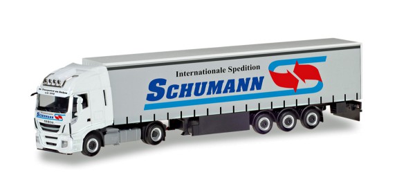 Herpa 310048 - Iveco Stralis XP Gardinenplanen-Sattelzug "Spedition Schumann" - 1:87