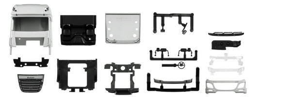 Herpa 084598 - Fahrerhaus DAF XF SSC Euro 6 ohne Windleitblech und Dachspoiler Inhalt: 2 Stück - 1:8