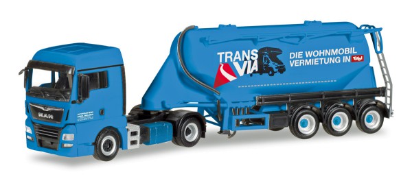 Herpa 309622 - MAN TGX XLX Euro 6c Eutersilo-Sattelzug &quot;Silo Melmer / Trans Via“ (A) - 1:87