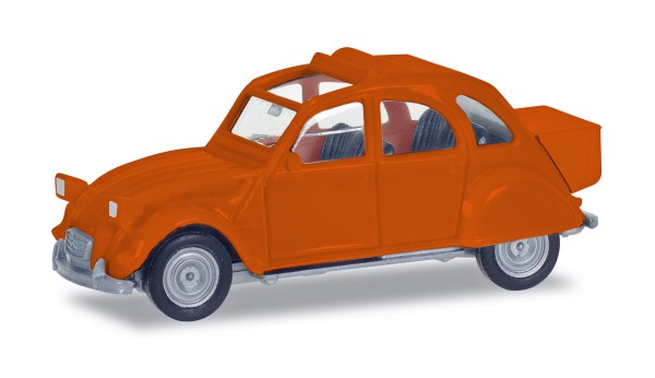 Herpa 027632-004 - Citroen 2 CV mit Queue, orange - 1:87