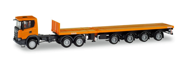 Herpa 311403 - Scania CG 17 XT 6x6 Teletrailer-Sattelzug, kommunalorange - 1:87