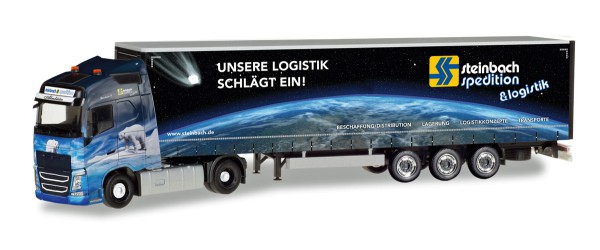 Herpa 309875 - Volvo FH GL XL Gardinenplanen-Sattelzug &quot;Steinbach Logistik&quot; - 1:87