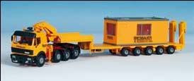 Kibri 13578 - MB SK 4achs Zugm. m. Kran u. Plattformauflieger Wiesbauer - Bausatz - H0