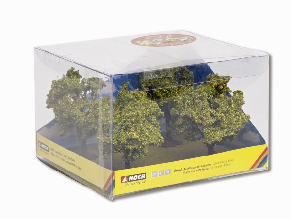 NOCH 21002 - Profi Baumwürfel - 4 Apfelbäume mit Äpfeln - 7,5 cm hoch - H0 / TT / N