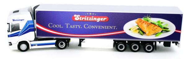 Herpa 934121 - Scania CR HD Kühlkoffer-Sattelzug "Stritzinger" (A) - 1:87