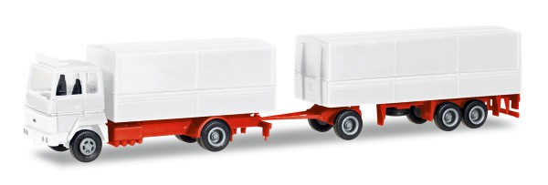 Herpa 013192 - Herpa MiniKit: Ford Transconti Planen-Hängerzug, weiß - 1:87