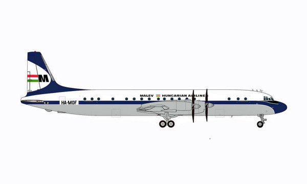 Herpa Wings 571531 - Malév Hungarian Airlines Ilyushin IL-18 (late colors) - HA-MOF - 1:200