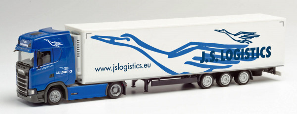 Herpa 312066 - Scania CS Lowliner-Kühlkoffer-Sattelzug &quot;JS Logistik&quot; - 1:87