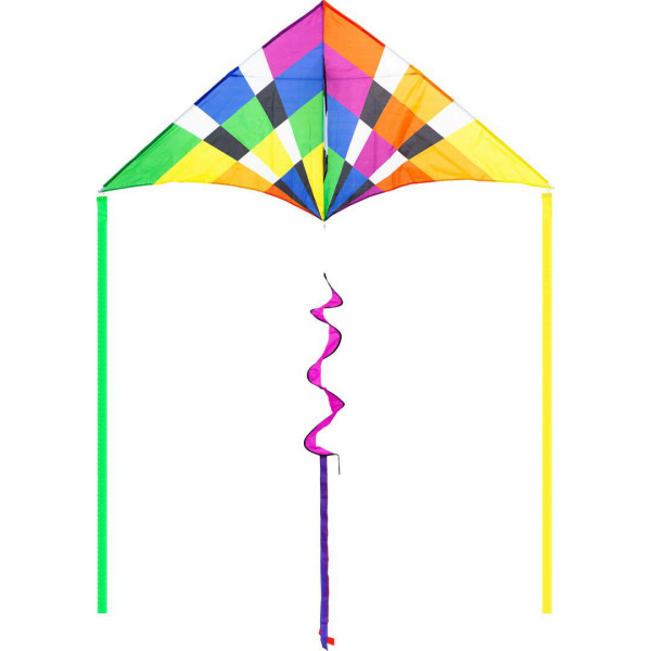 Invento-HQ Delta Rainbow Checker 2 m Kinderdrachen (210 x 98 cm) - R2F-Copy