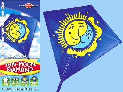 Rhombus Kinderdrachen Sun Moon Diamond - 80 x 80 cm