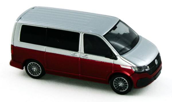 Rietze 11672- Volkswagen T6.1 Bus KR reflexsilber/fortanorot - 1:87
