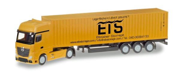 Herpa 066778 - Mercedes-Benz Actros Gigaspace LH Container-Sattelzug &quot;Elbtainer Storage&quot; - 1:160