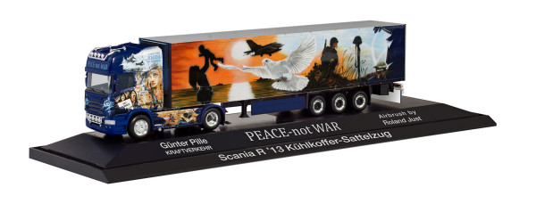 Herpa 122016 - Scania R ‘13 TL Kühlkoffer-Sattelzug &quot;Pille / Peace not War&quot; - 1:87