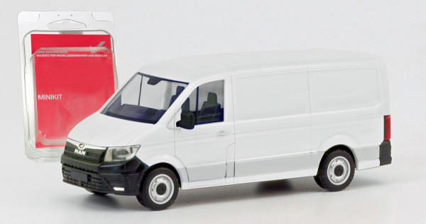 Herpa 013857 - Herpa Minikit: MAN TGE Kasten Flachdach, weiß - 1:87