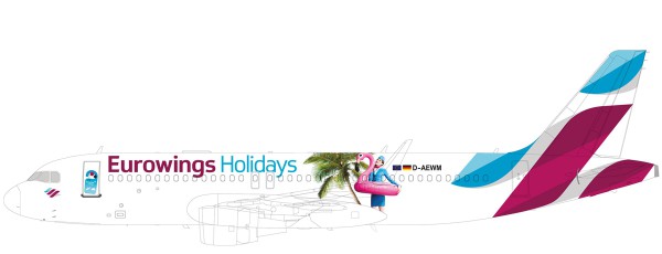 Herpa Wings 611893 - Eurowings Europe Airbus A320 &quot;Eurowings Holidays&quot; - OE-IQD - 1:200 - Snap-Fit