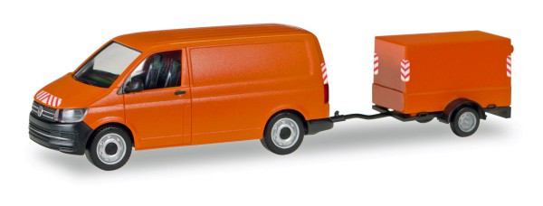 Herpa 093071 - VW T6 Transporter mit Planen-Anhänger - 1:87