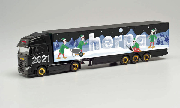 Herpa 314176 - Iveco S-Way Koffer-Sattelzug &quot;Herpa Weihnachtsmodell 2021&quot; - 1:87