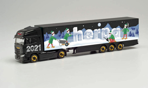 Herpa 314176 - Iveco S-Way Koffer-Sattelzug "Herpa Weihnachtsmodell 2021" - 1:87