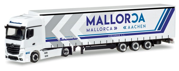Herpa 309240 - Mercedes-Benz Actros Gigaspace Lowliner-Sattelzug "Logispeed S.L. / Schumacher" - 1:8