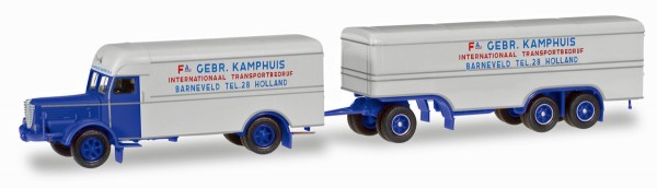 Herpa 306638 - Büssing 8000 Koffer-Hängerzug "Kamphuis" (NL) - 1:87