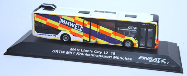 Rietze 75387 - MAN Lion´s City 12´18 GRTW MKT Krankentransport, München - 1:87 - Einsatzserie