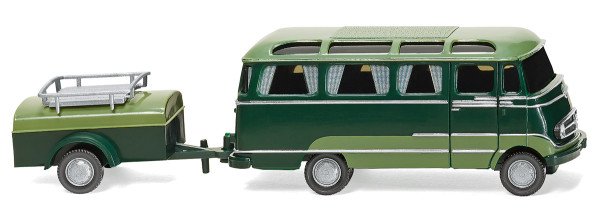Wiking 026004 - Panoramabus mit Anhänger (MB O 319) - dunkelgrün/resedagrün - 1:87