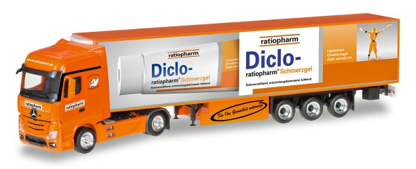 Herpa 306782 - Mercedes-Benz Actros Bigspace Koffer-Sattelzug &quot;Ratiopharm&quot; - 1:87