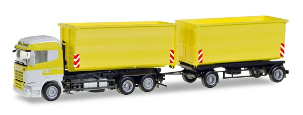 Herpa 307345 - Scania R HL Abrollmulden-Hängerzug "Sven Brandt Transporte" - 1:87