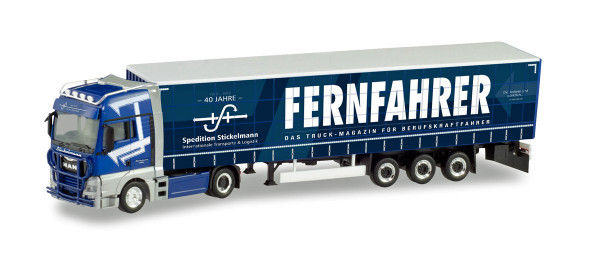 Herpa 311649 - MAN TGX XXL Euro 4 Gardinenplanen-Sattelzug "Spedition Stickelmann / Fernfahrer" - 1: