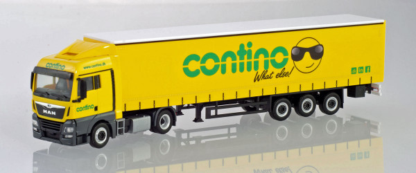 Herpa 310901 - MAN TGX XLX Euro 6c Gardinenplanen-Sattelzug &quot;Contino&quot; - 1:87