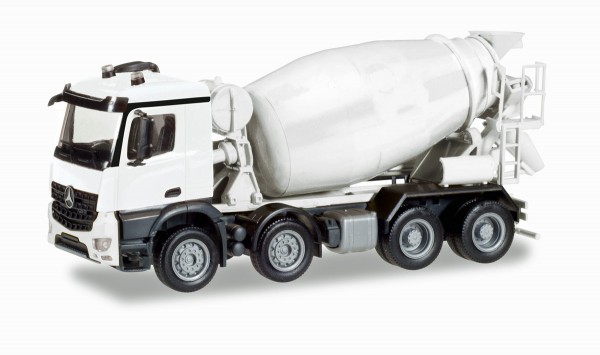 Herpa 013147 - Herpa MiniKit: Mercedes-Benz Arocs M Betonmischer 4-achs, weiß / unbedruckt - 1:87