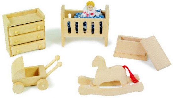 Puppenmöbel Kinderzimmer aus Holz (4625)