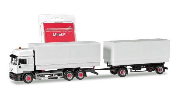 Herpa 013505 - Herpa MiniKit: Steyr F 2000 Wechselpritschen-Hängerzug, weiß - 1:87