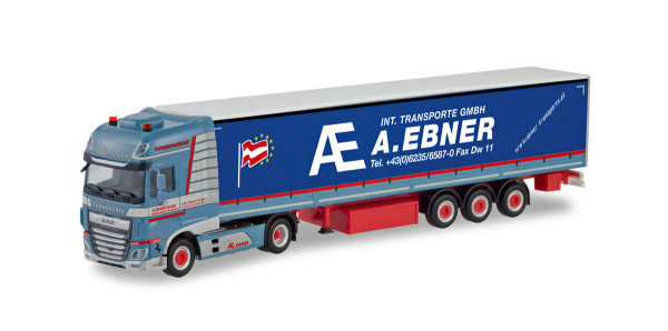 Herpa 311502 - DAF XF SSC facelift Gardinenplanen-Sattelzug mit Bordwänden &quot;A.Ebner&quot; (A) - 1:87