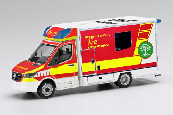 Herpa 095921 - Mercedes-Benz Sprinter 18 Fahrtec RTW "Feuerwehr Bocholt" - 1:87