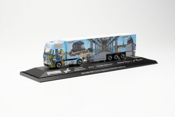 Herpa 122214 - Mercedes-Benz Actros `18 Kühlkoffer-Sattelzug „Herpa Weltgeschichte Nr. 3.2, Schumach