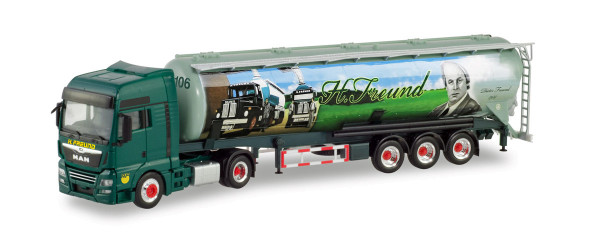 Herpa 311472 - MAN TGX XXL Euro 6c Silo-Sattelzug &quot;Spedition Freund&quot; - 1:87