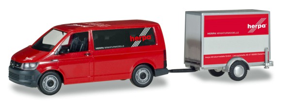 Herpa 094290 - VW T6 Bus mit Kofferanhänger "Herpa" Anhänger von VK-Modelle - 1:87