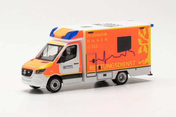 Herpa 096713 - Mercedes-Benz Sprinter `18 Fahrtec RTW „Feuerwehr Hagen“ - 1:87