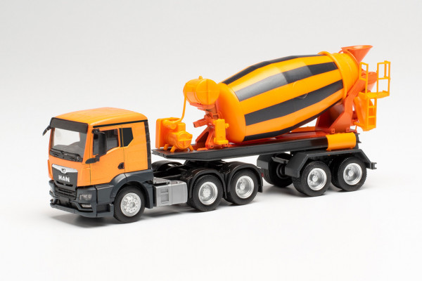 Herpa 314640 - MAN TGS TN Betonmischer-Sattelzug, kommunalorange - 1:87