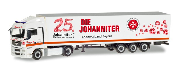 Herpa 309851 - MAN TGX XLX Koffer-Sattelzug &quot;Johanniter LV Bayern / Weihnachtstrucker&quot; - 1:87