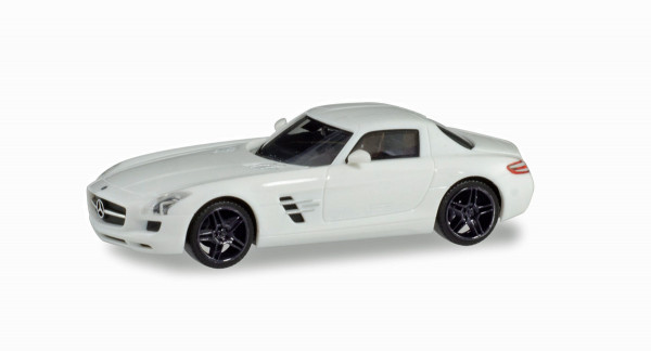 Herpa 420501 - Mercedes-Benz SLS AMG, weiß mit schwarzen Felgen - 1:87