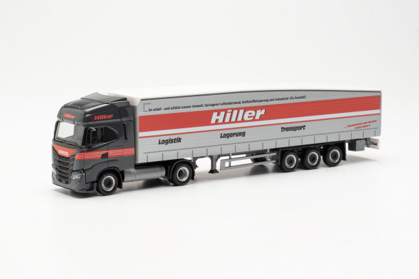 Herpa 315548 - Iveco S-Way Schmitz Ecoflex-Sattelzug „Hiller Logistik“ - 1:87