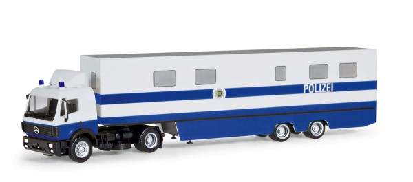 Herpa 309615 - Mercedes-Benz SK Koffer-Sattelzug &quot;Polizei Sachsen / Befehlskraftwagen&quot; - 1:87