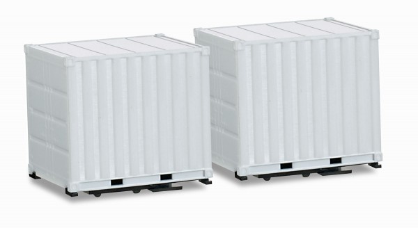 Herpa 053594 - Zubehör Aufbau 10 ft. Container mit Tragrahmen für Schausteller-Zugmaschine (2 Stück)