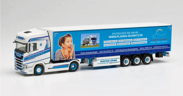 Herpa 313636 - Scania CS 20 HD Gardinenplanen-Sattelzug "Spedition Höhner/Planen-Schmitz" - 1:87